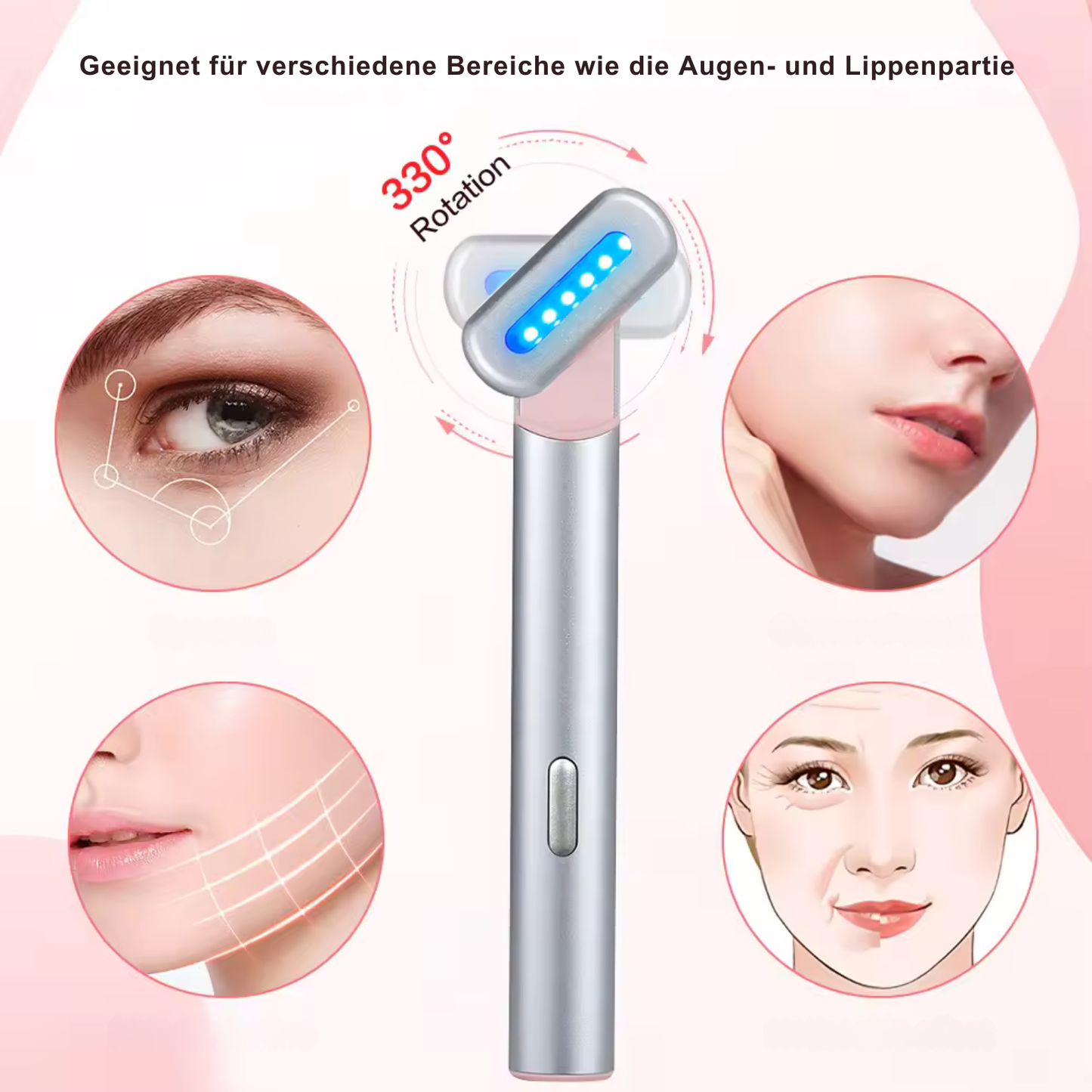 Gesichts-Massager mit Rot- und Blaulicht-LED für Akne- und Faltenbehandlung